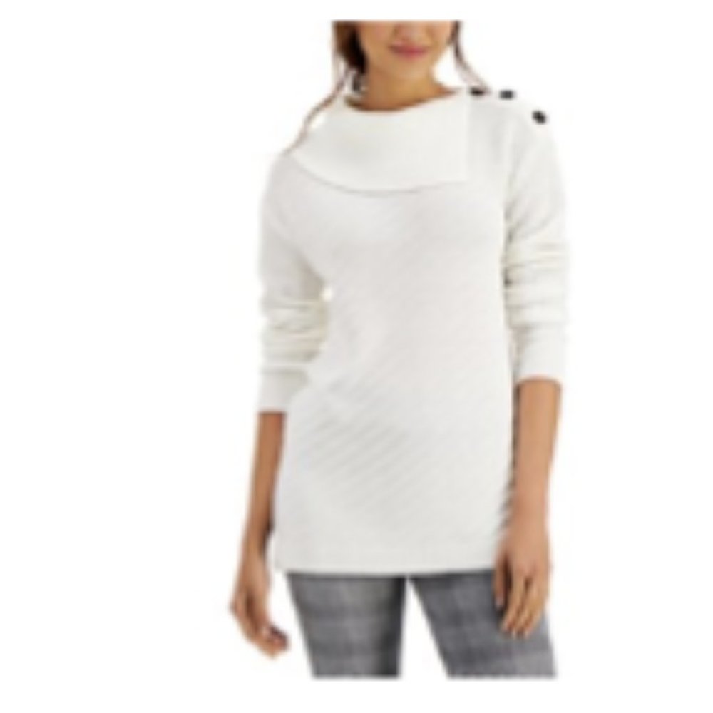 Style & Co Women's Ribbed Button Tunic Sweater